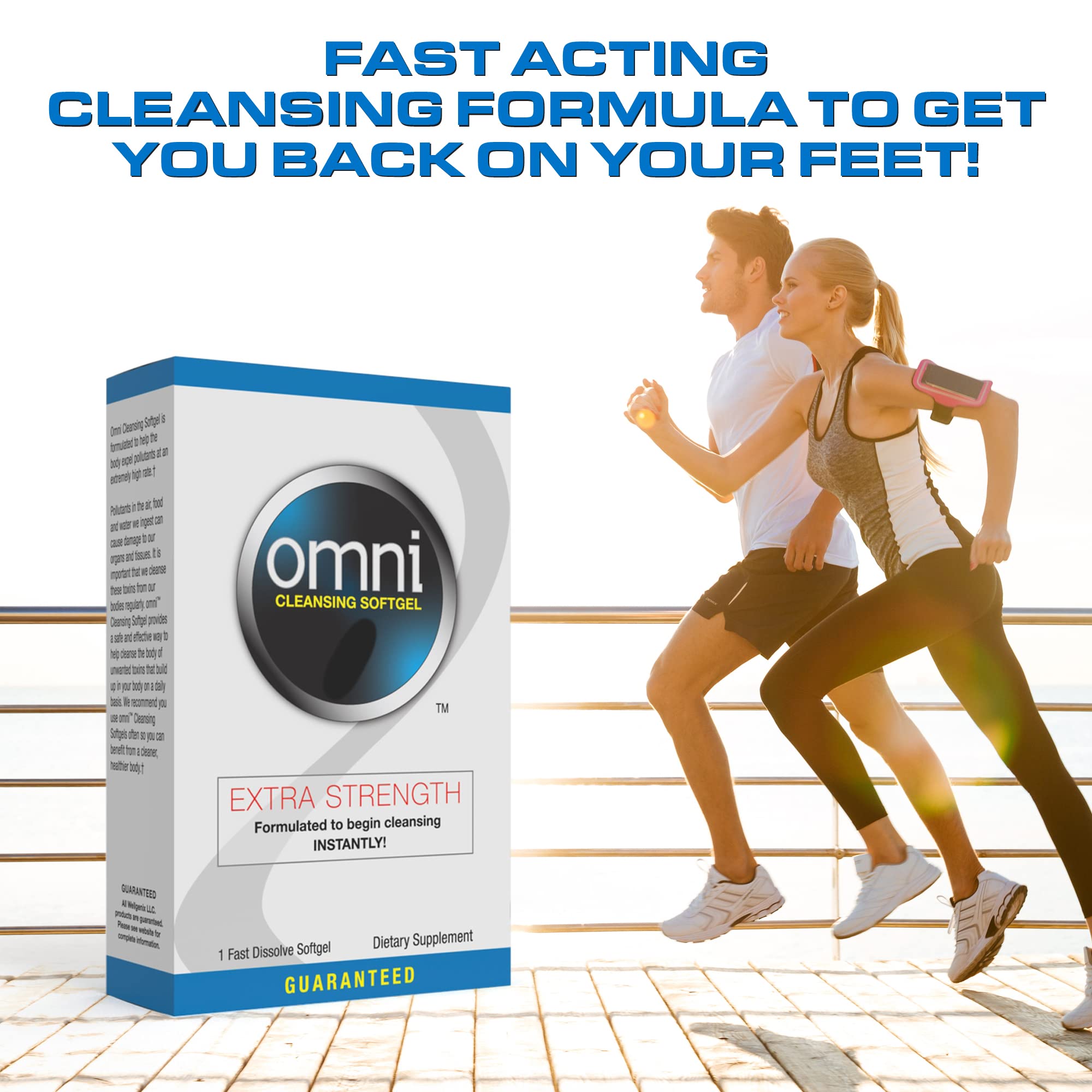 Wellgenix Omni Softgel persona tomando la cápsula para uso rápido
