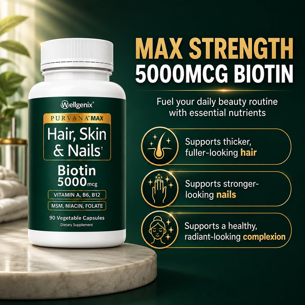 Wellgenix Purvana MAX etiqueta con panel de ingredientes transparente