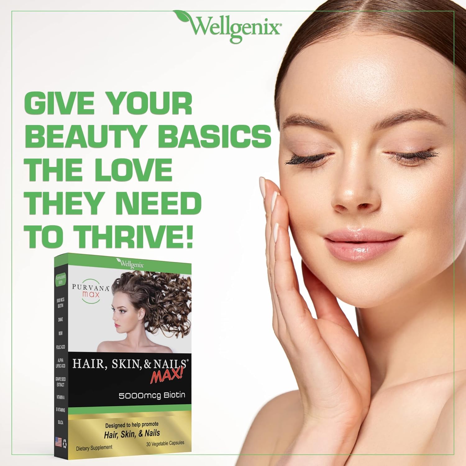Wellgenix Purvana MAX panel de ingredientes transparente mostrando dosis y calidad