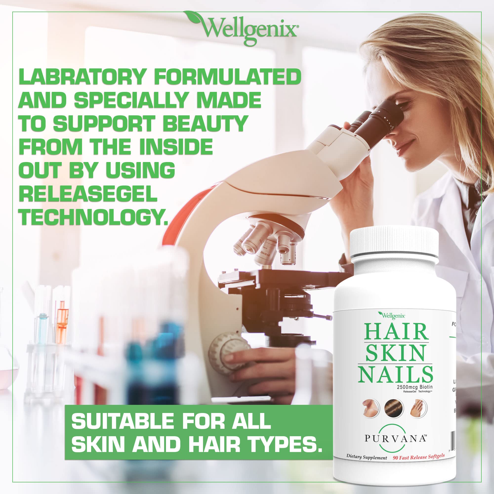 Wellgenix Purvana ingredientes: biotina y MSM para soporte nutricional