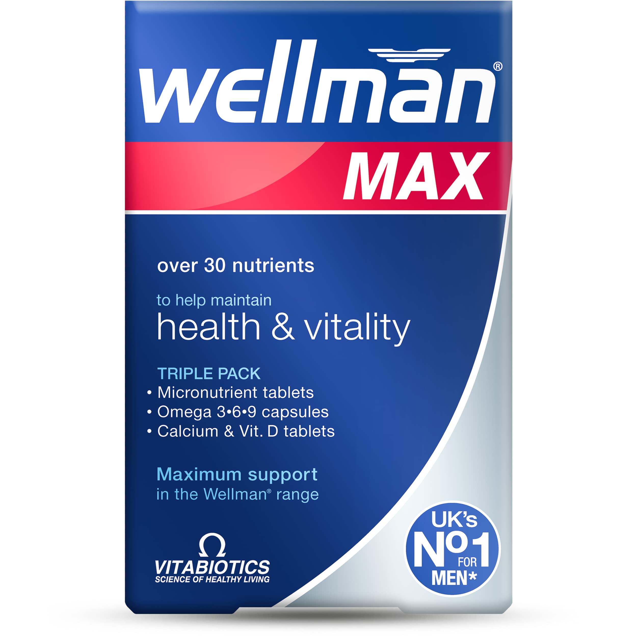 Wellman Tablets vista frontal del envase con información clara y ventaja de conveniencia