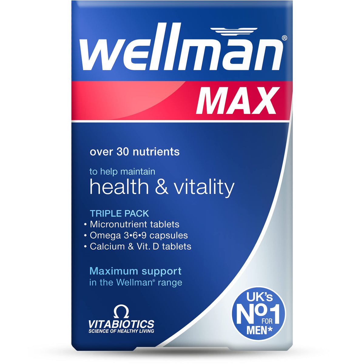Wellman Tablets vista frontal del envase con información clara y ventaja de conveniencia