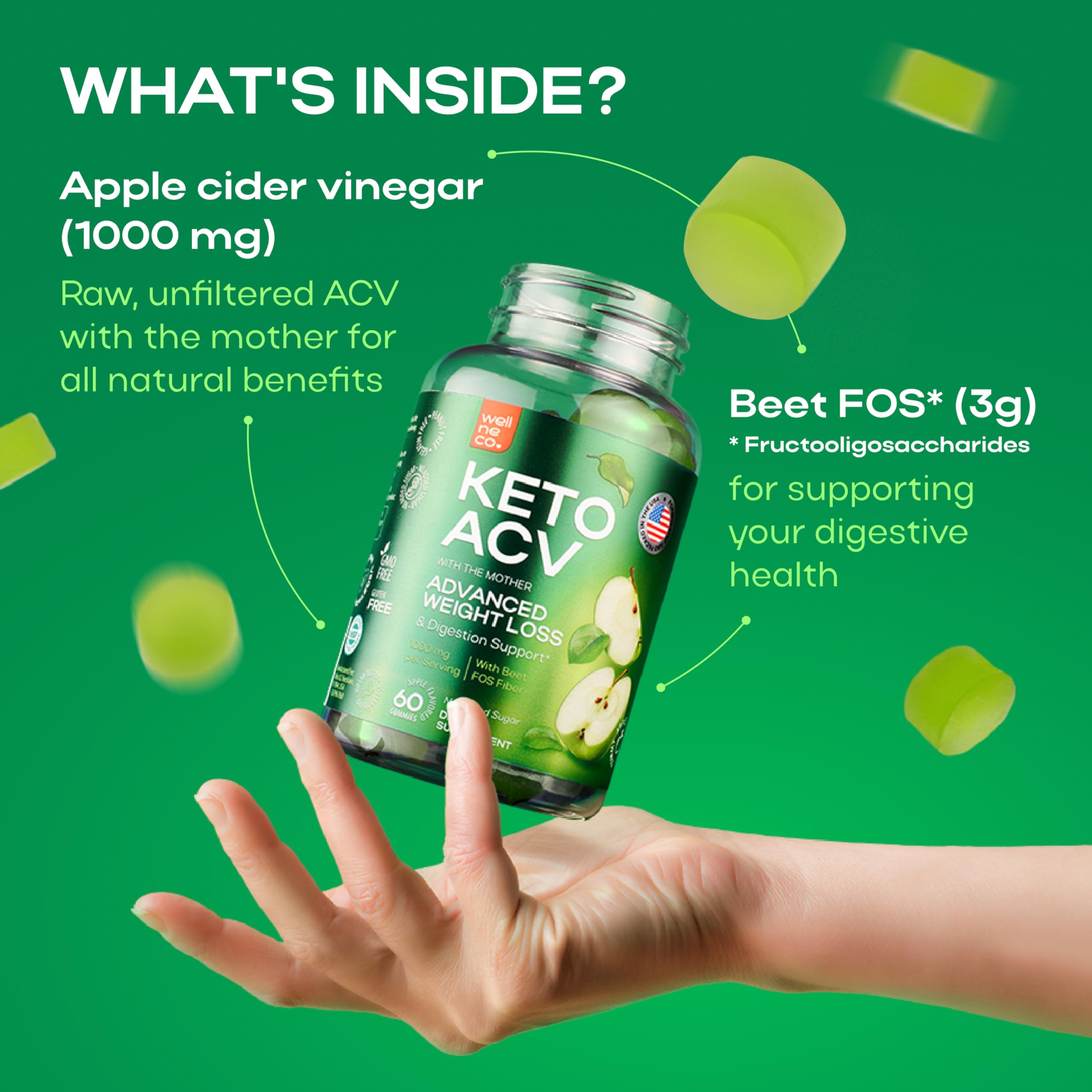 Wellneco ingredientes: remolacha y vinagre de manzana para soporte digestivo