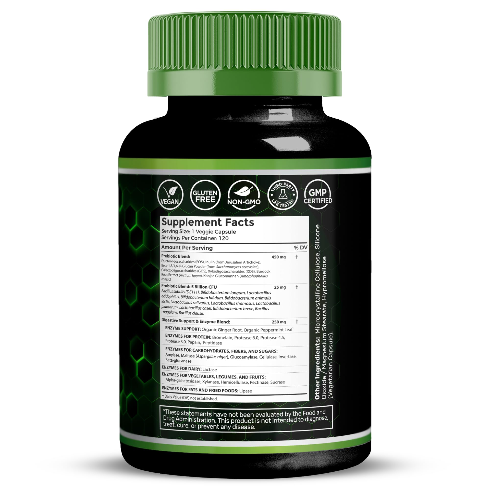 WELLNESS LABSRX frasco abierto con 120 cápsulas listo para uso diario