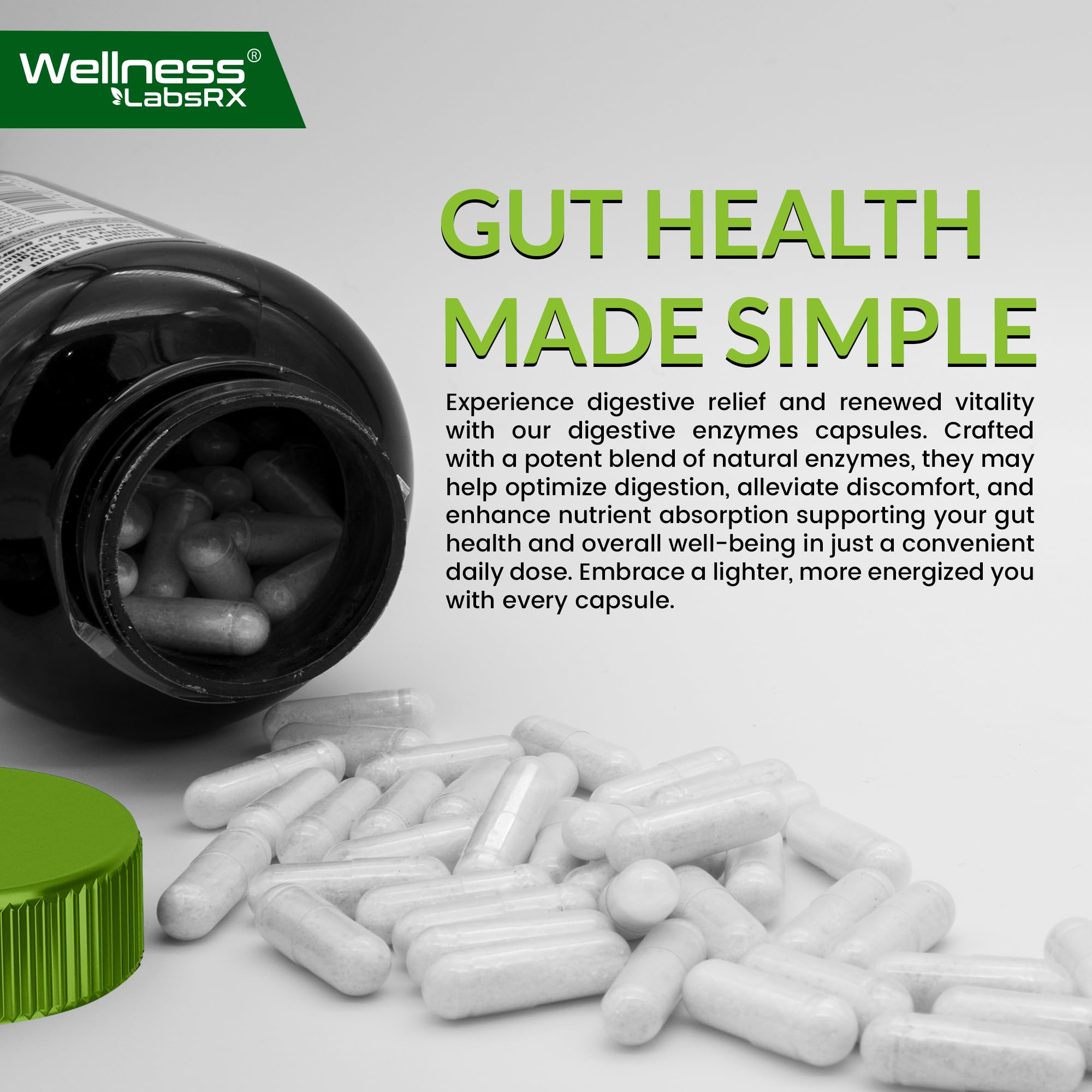 WELLNESS LABSRX cápsula en mano para comparar tamaño y facilidad de ingesta