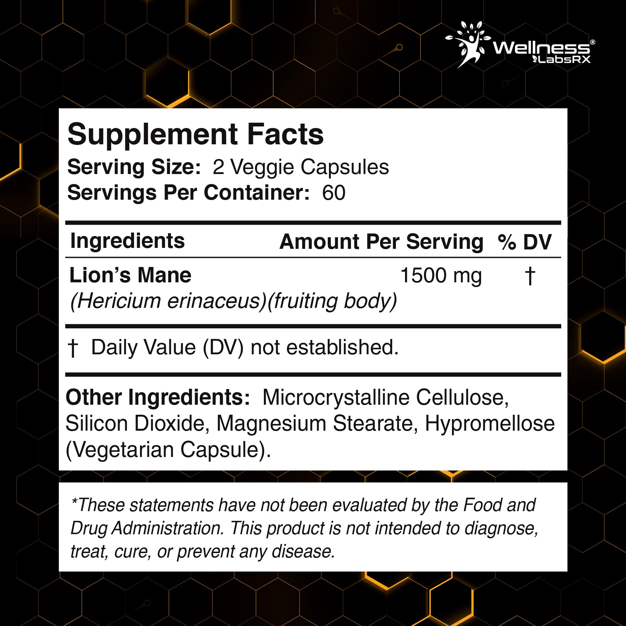 WELLNESS LABSRX composición mostrando beta-glucanos y concentración