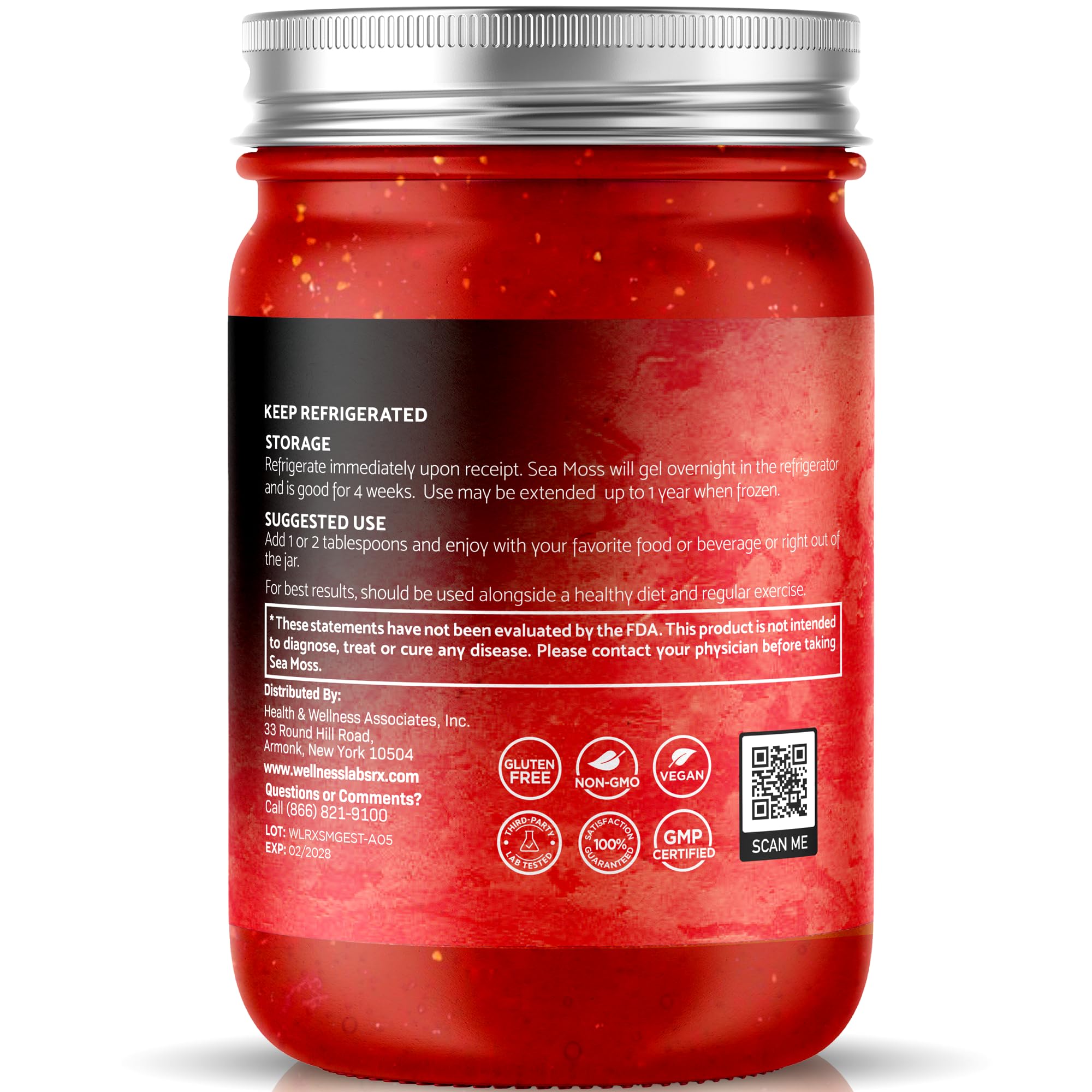 WELLNESS LABSRX frasco de 10 oz abierto con gel, visión del contenido listo
