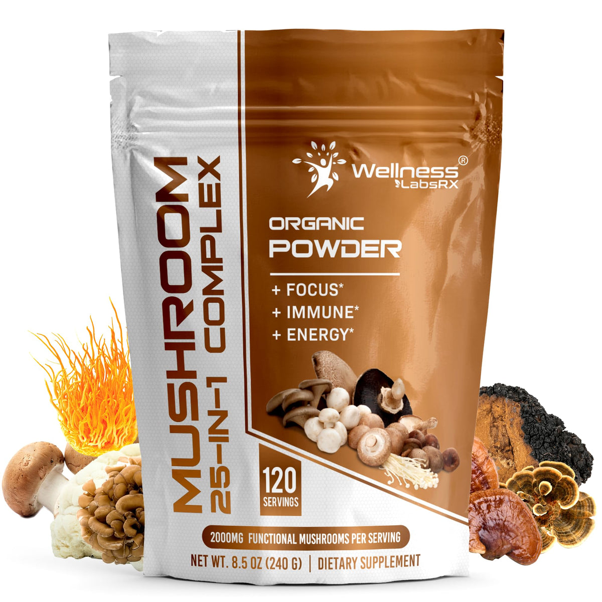 WELLNESS LABSRX frente del envase mostrando la etiqueta clara y beneficios