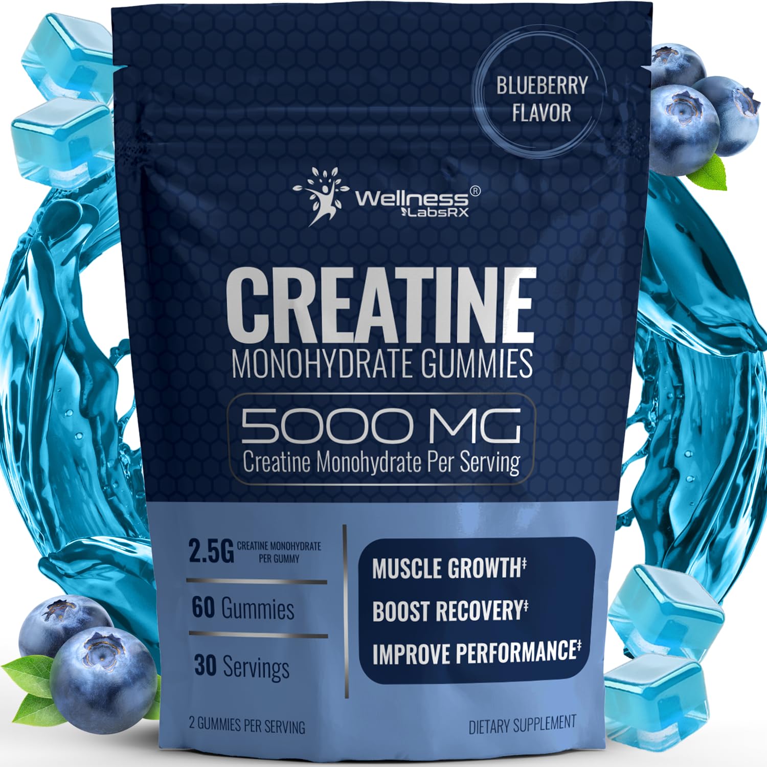 WELLNESS LABSRX frasco frontal muestra tamaño y beneficio de fuerza