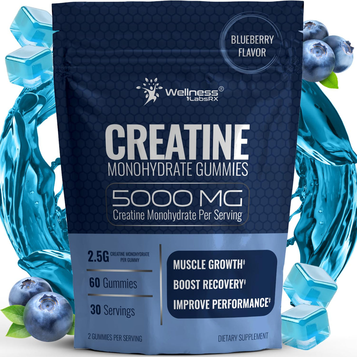 WELLNESS LABSRX frasco frontal muestra tamaño y beneficio de fuerza