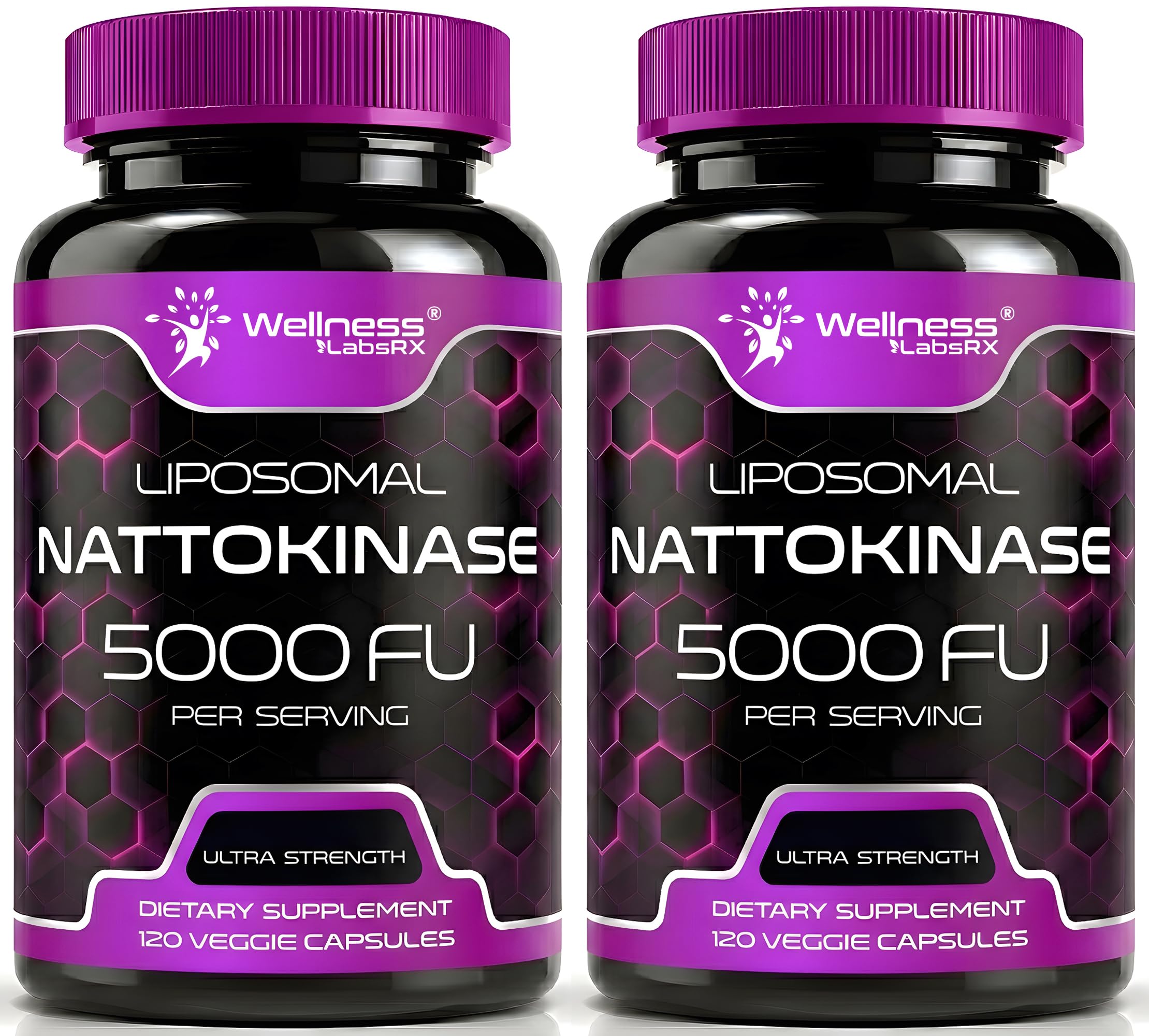 WELLNESS LABSRX frasco frontal mostrando el etiquetado y tamaño del envase
