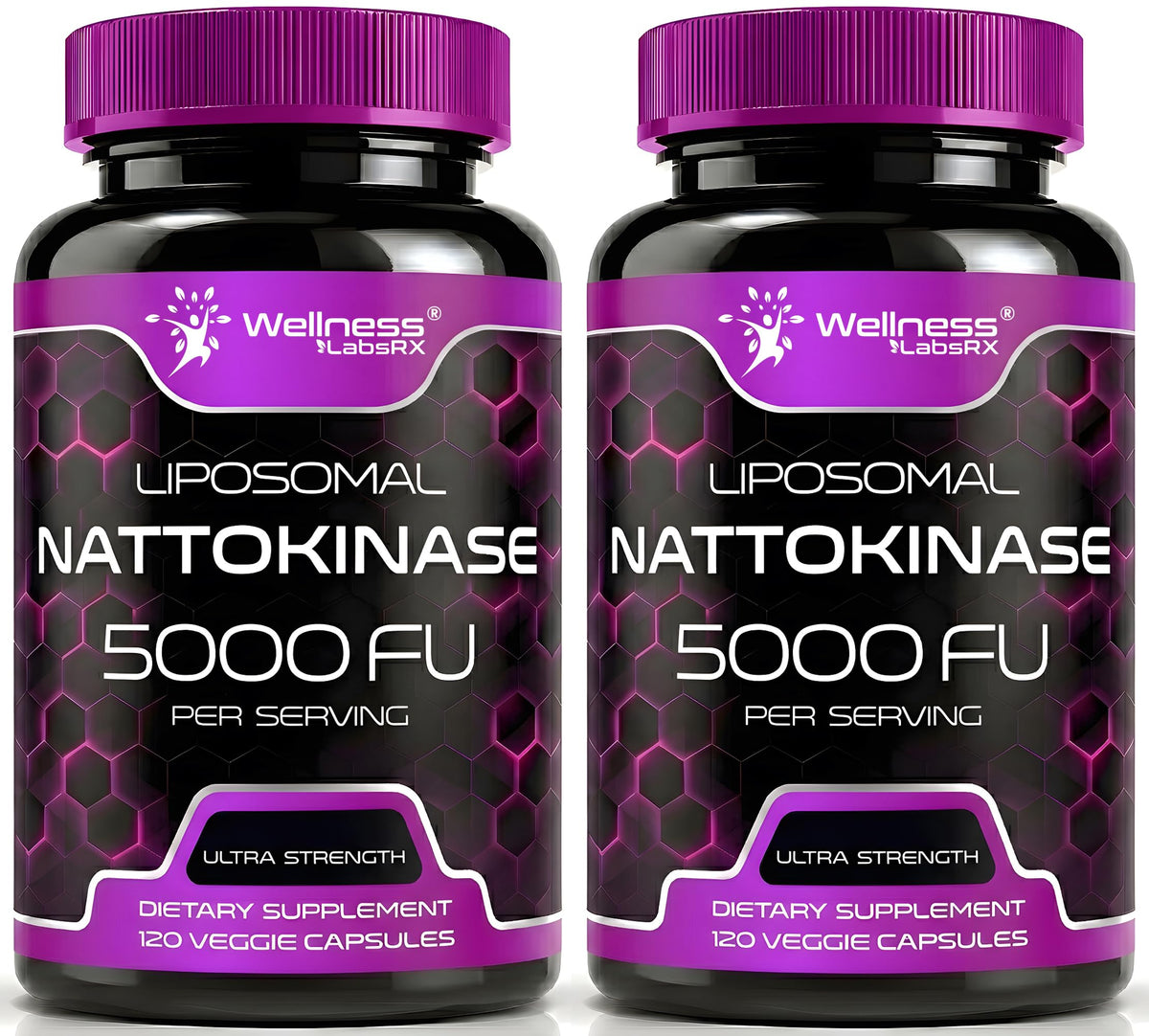 WELLNESS LABSRX frasco frontal mostrando el etiquetado y tamaño del envase