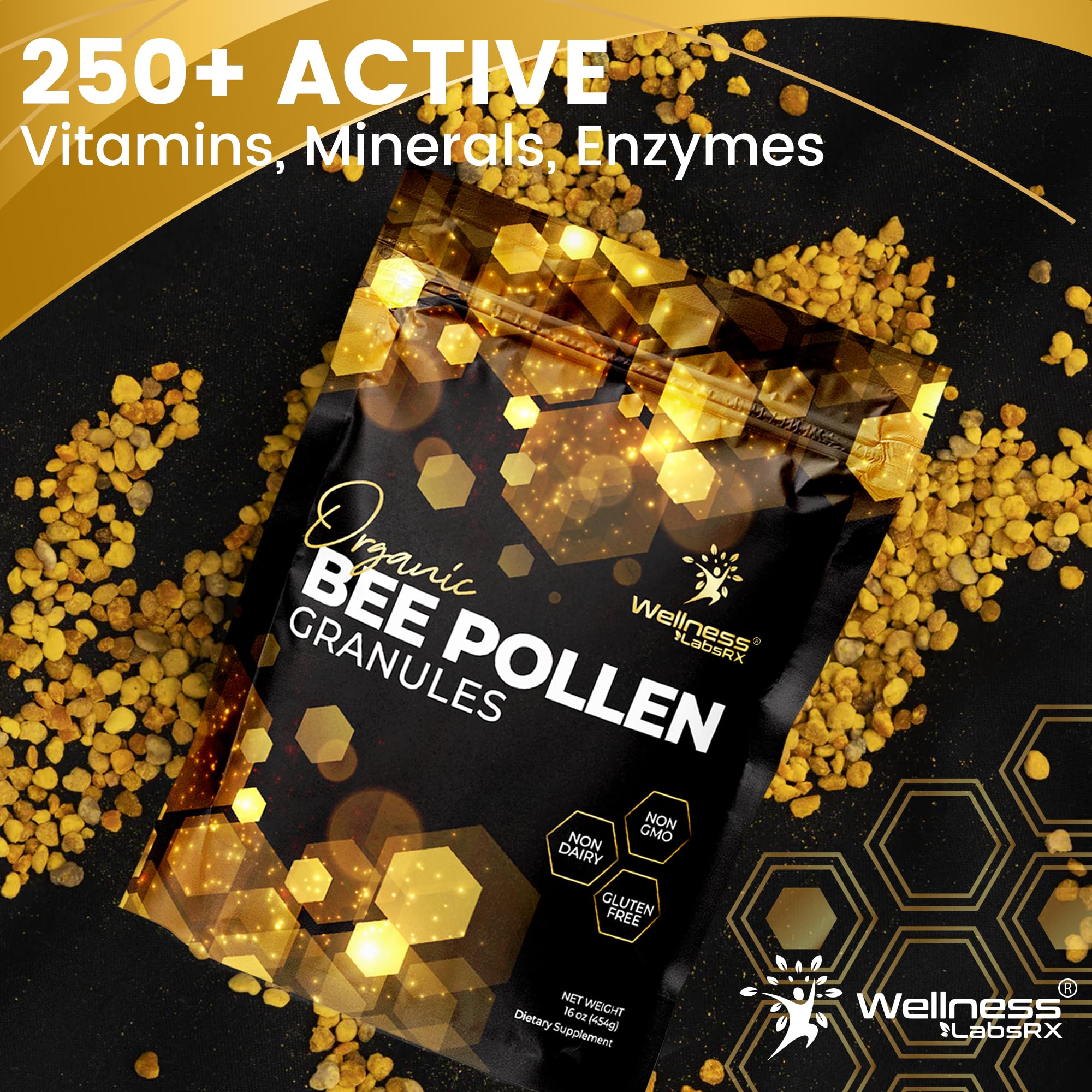 WELLNESS LABSRX detalle del color natural de los gránulos mostrando calidad orgánica