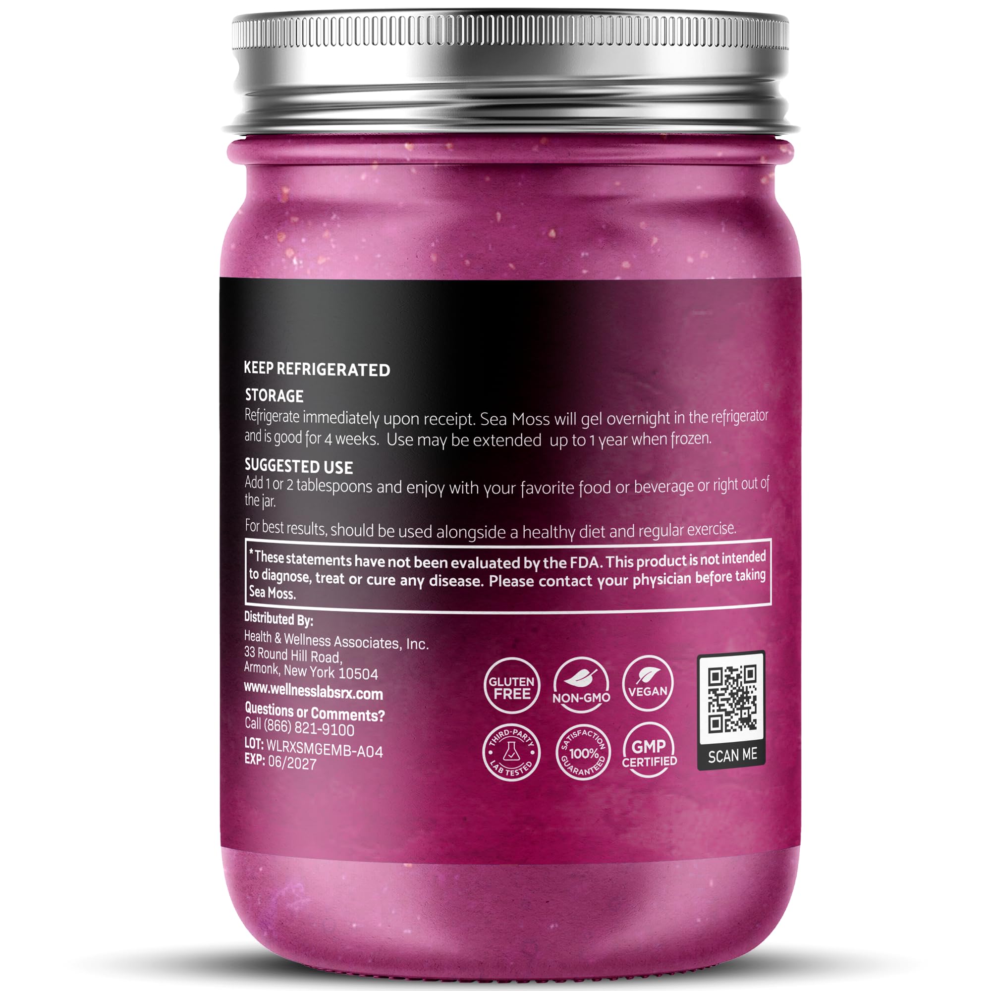 WELLNESS LABSRX gel mezclado en batido saludable para energía y sabor berry