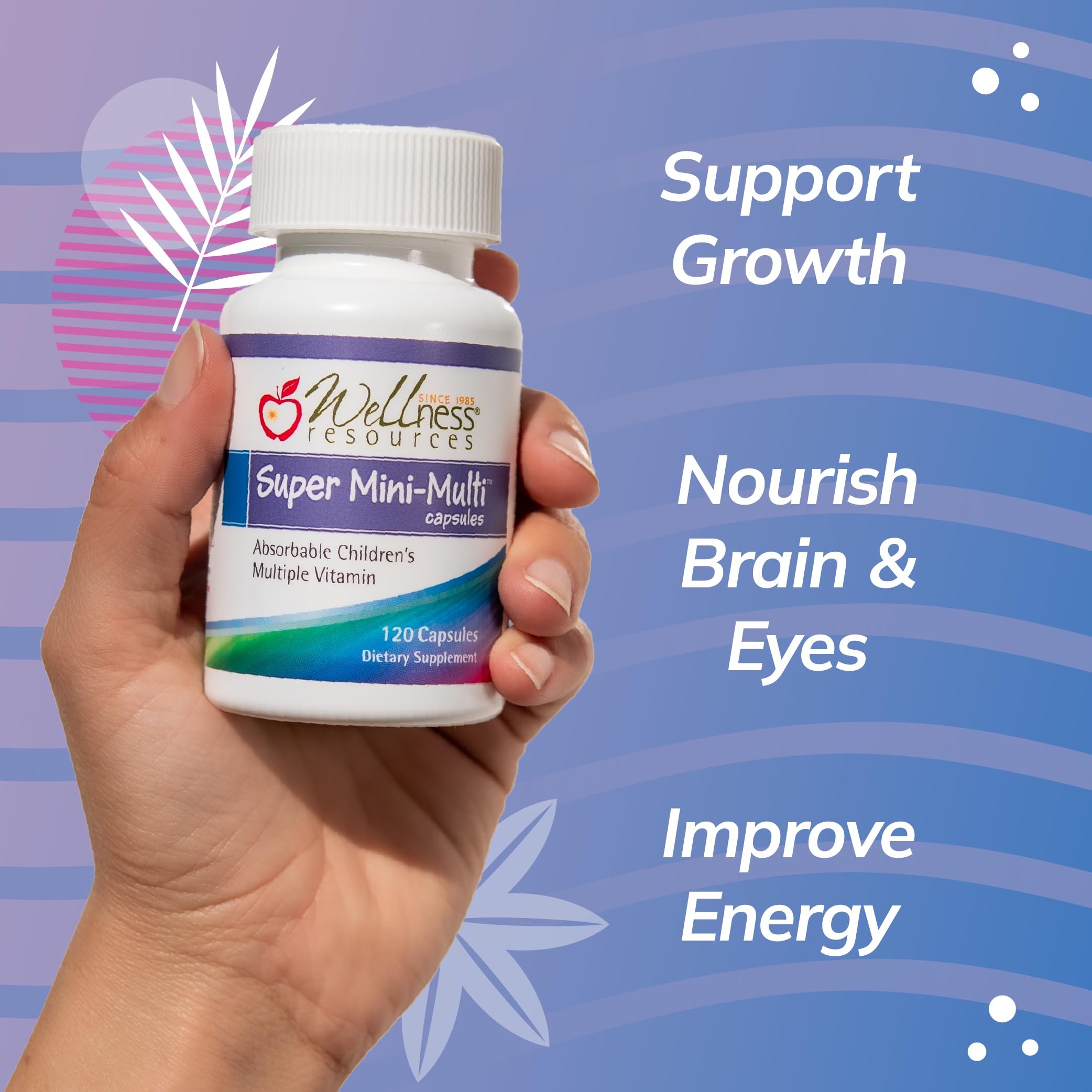 Wellness Resources etiqueta con ingredientes y formas de vitaminas claras