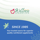 Wellness Resources frasco en mesa con frutas y vaso, sugerencia de uso diario