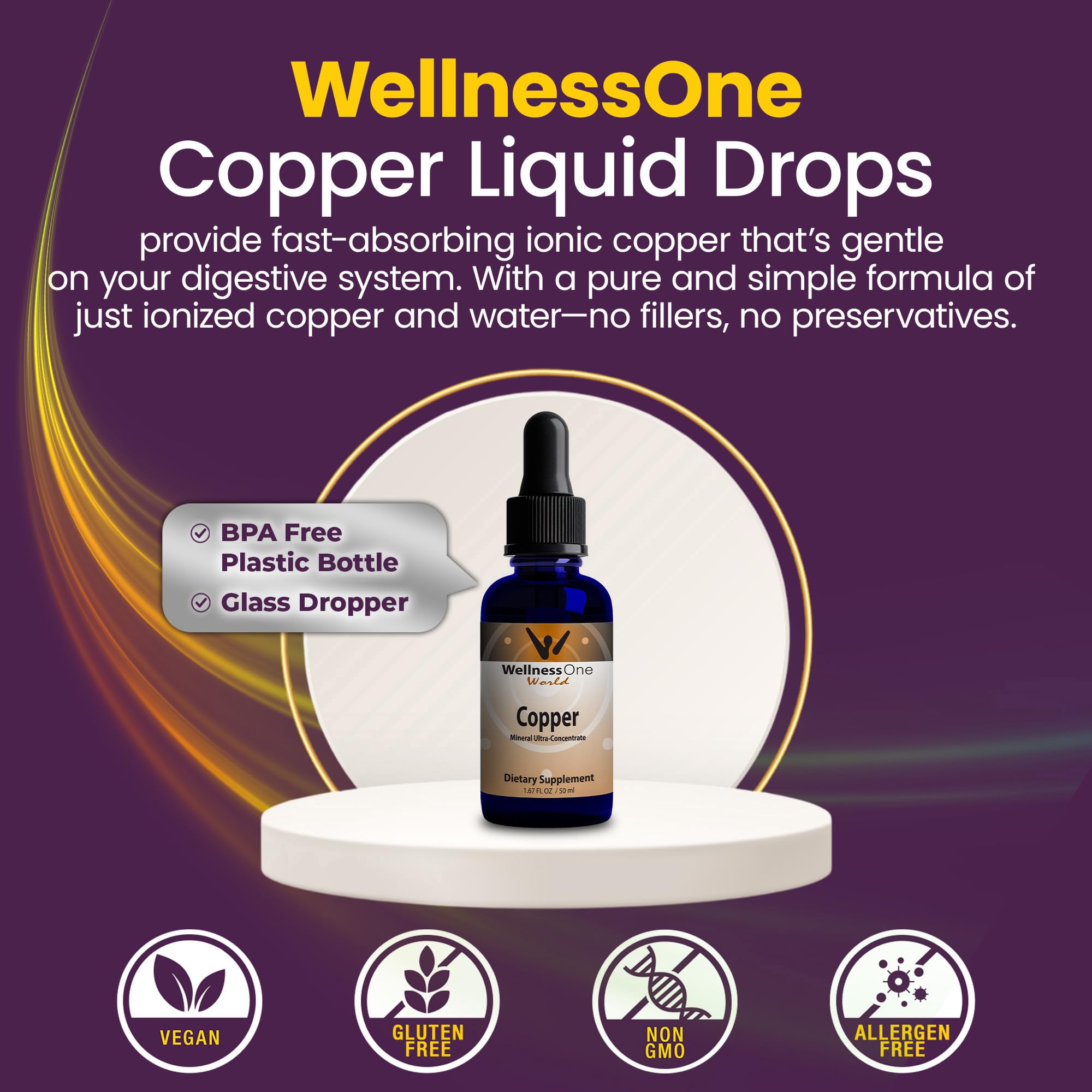 WellnessOne gotas mezcladas en vaso destacando fácil uso