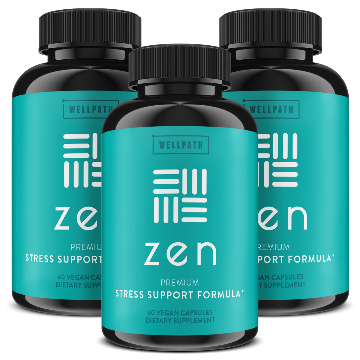 WellPath Zen vista frontal del envase que destaca calma y ingrediente clave
