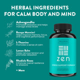 WellPath Zen collage de ashwagandha, rhodiola y melisa para apoyo adaptógeno