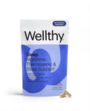 Wellthy envase frontal mostrando etiqueta y beneficios nocturnos