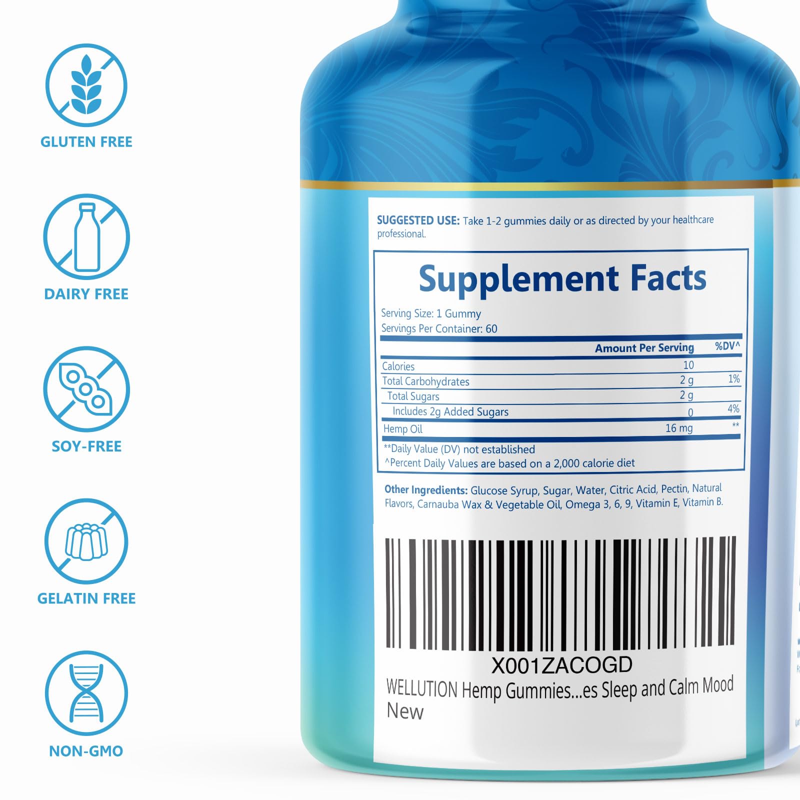 WELLUTION etiqueta nutricional y concentración, ofrece claridad sobre ingredientes