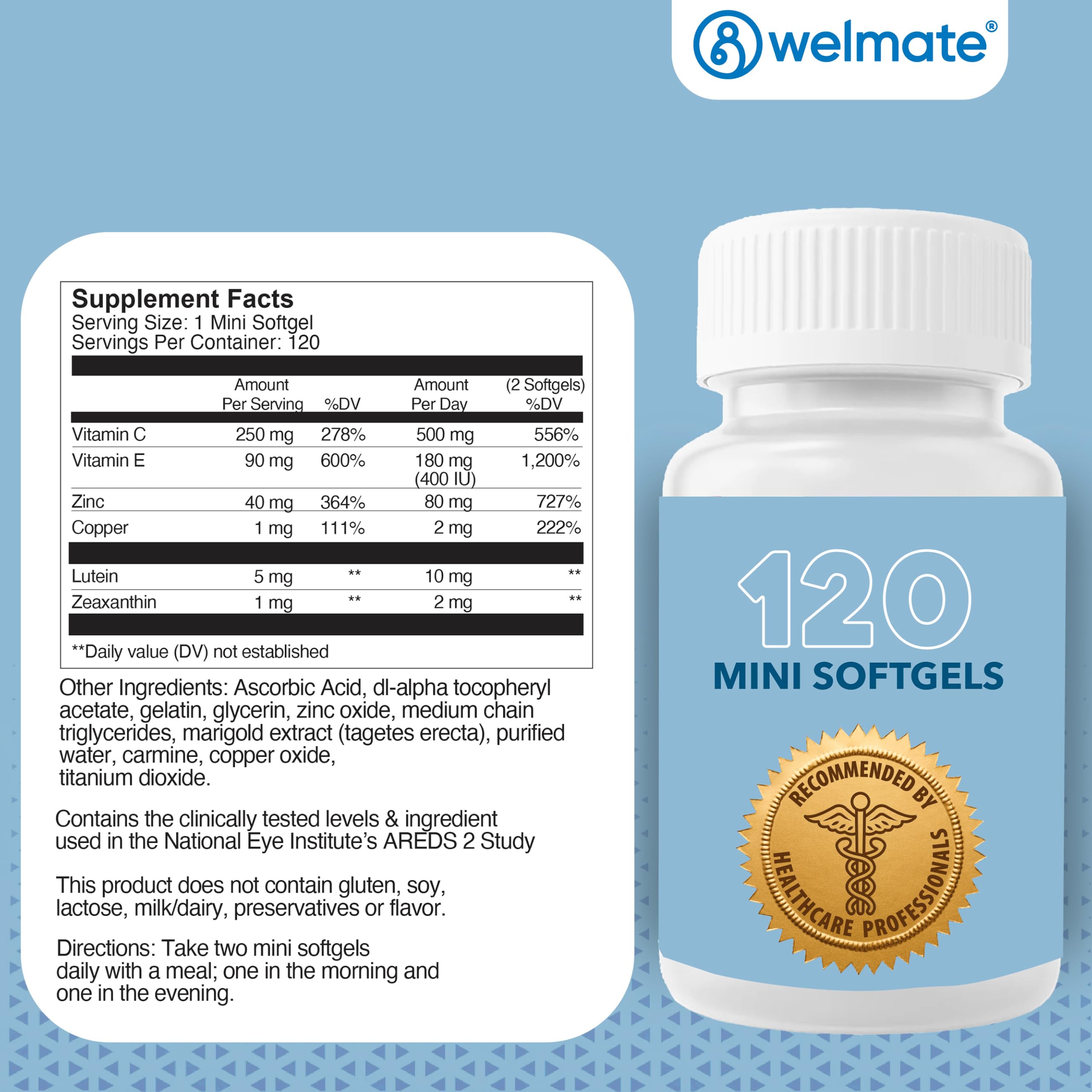 WELMATE etiqueta con ingredientes principales visible, transparencia en formulación