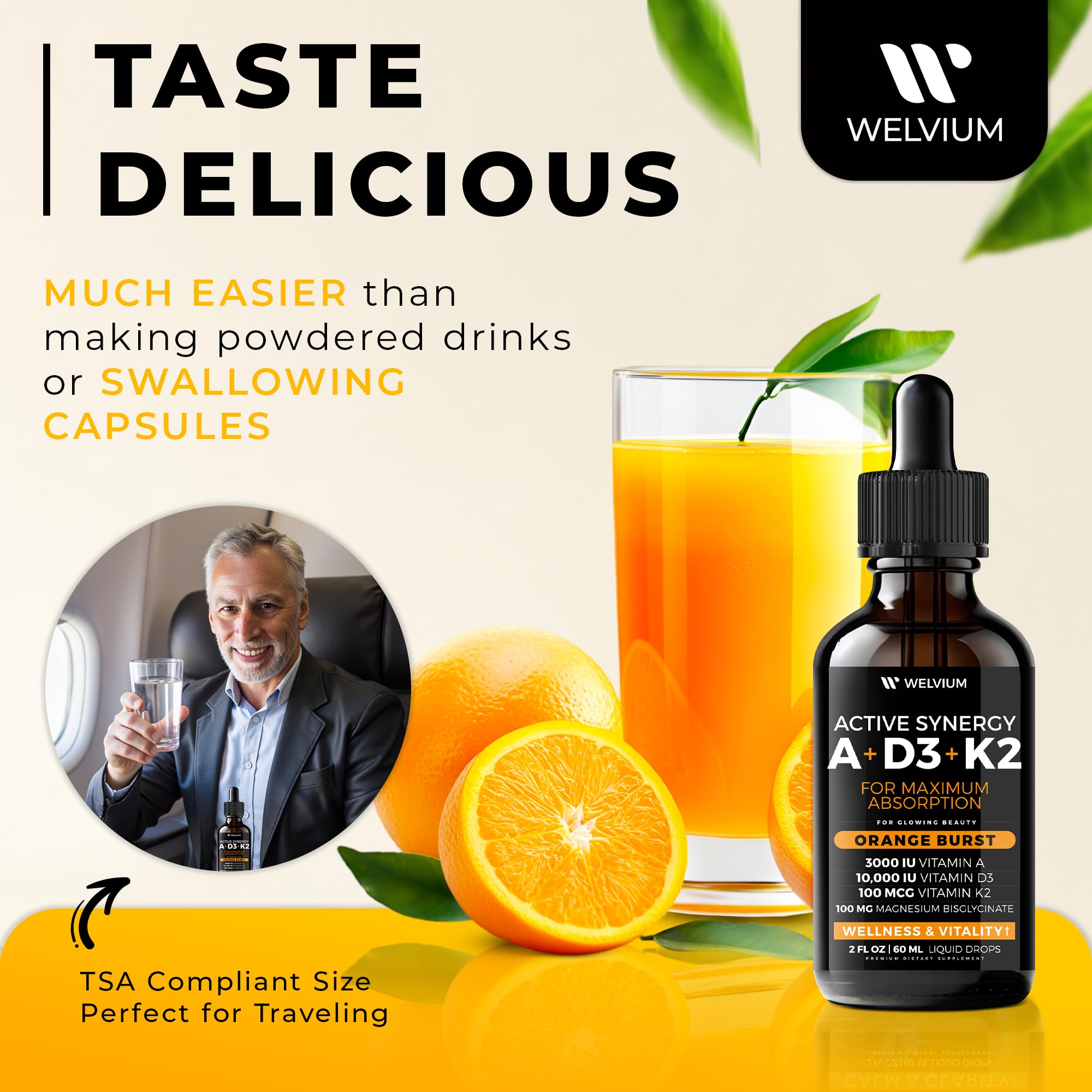 WELVIUM etiqueta con listado de vitaminas y certificaciones orgánicas