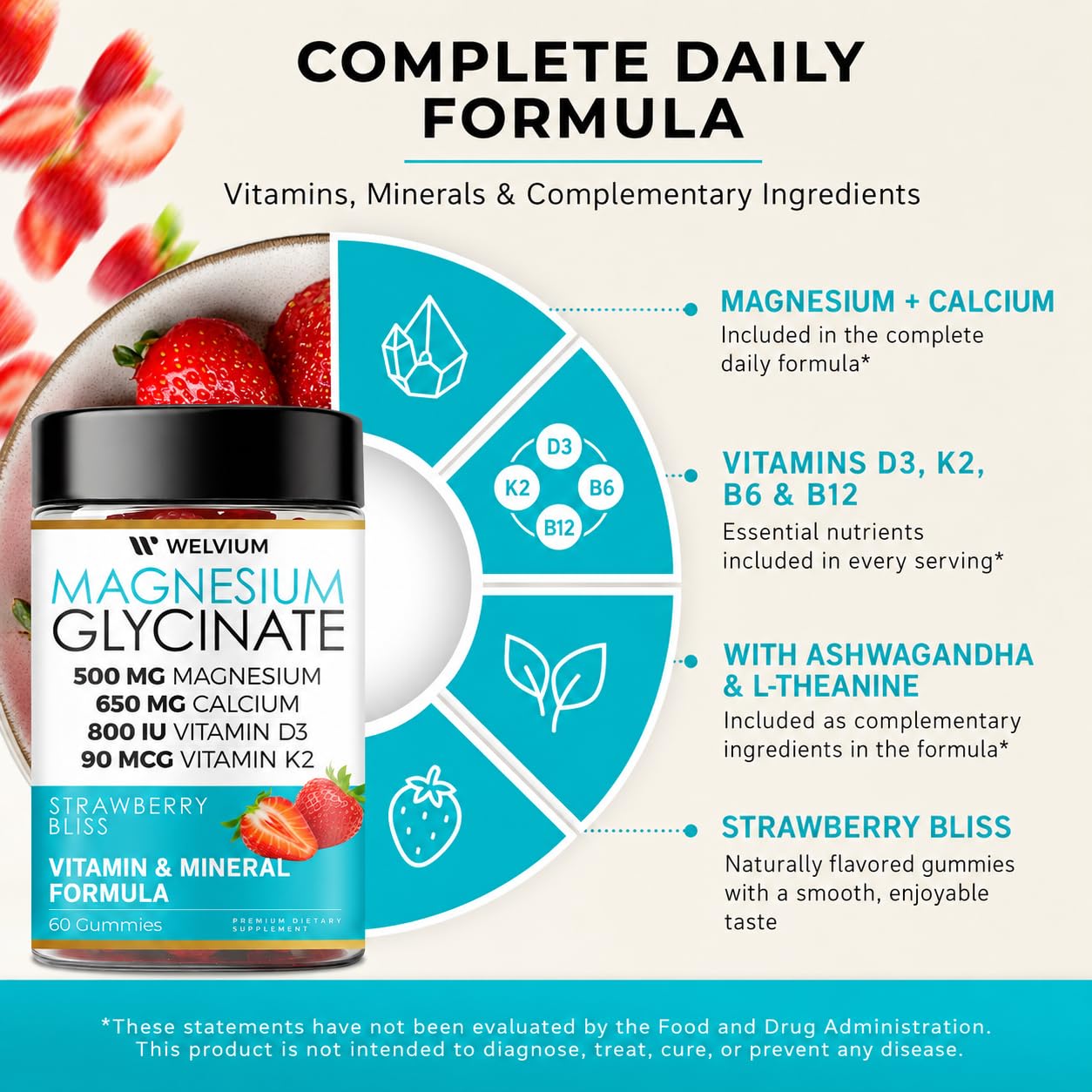 WELVIUM gomitas junto a fruta natural transmitiendo sabor y naturalidad