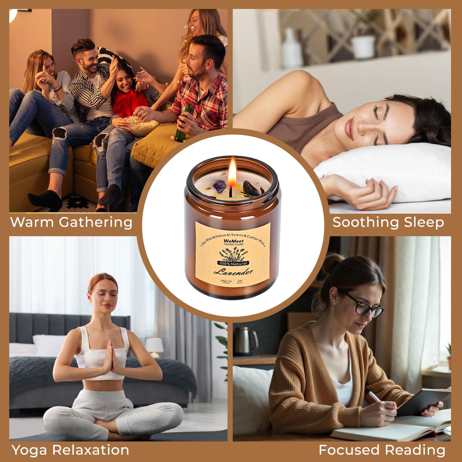 WEMEET etiqueta de fragancia en primer plano informando aroma premium