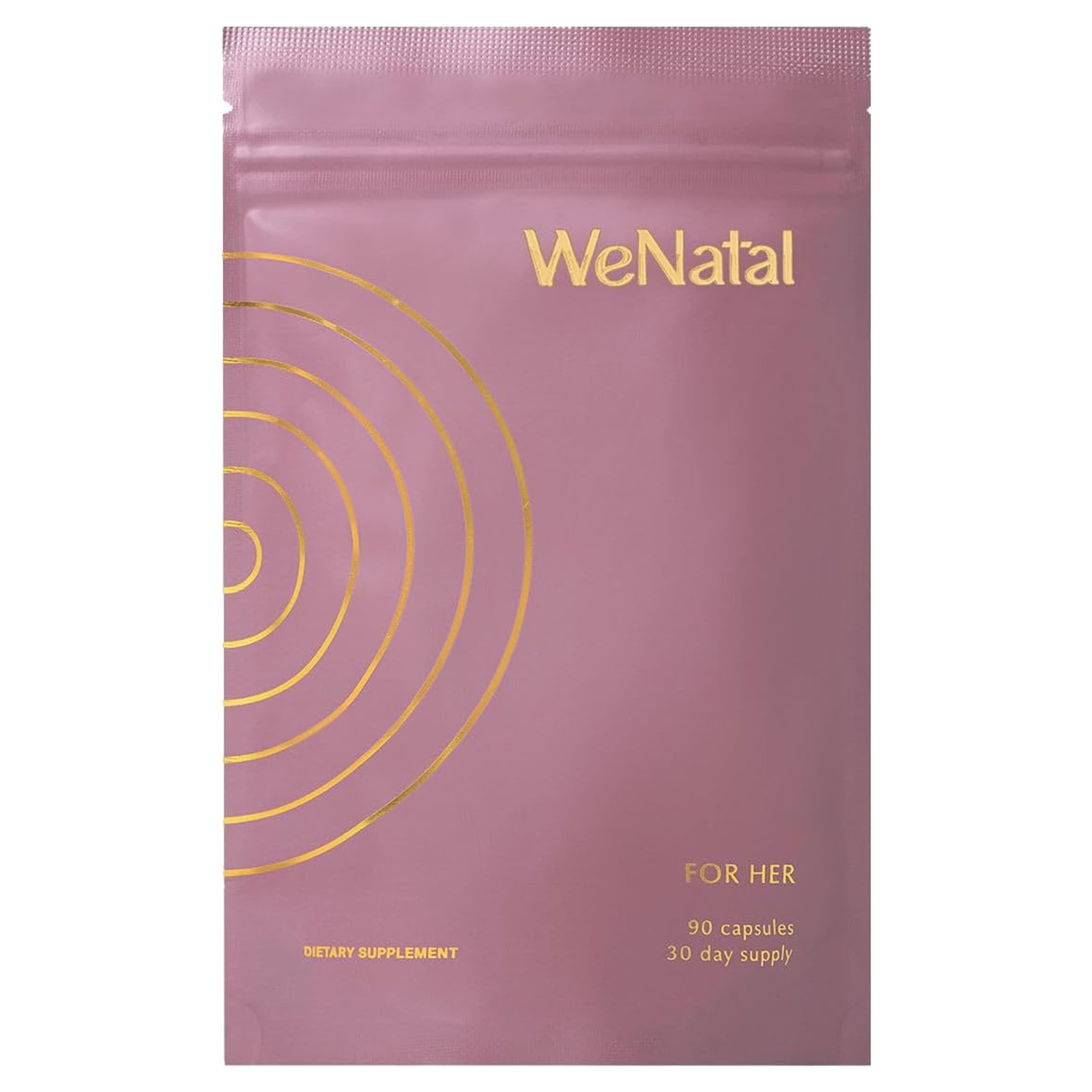WeNatal frasco frontal mostrando diseño y beneficios claros