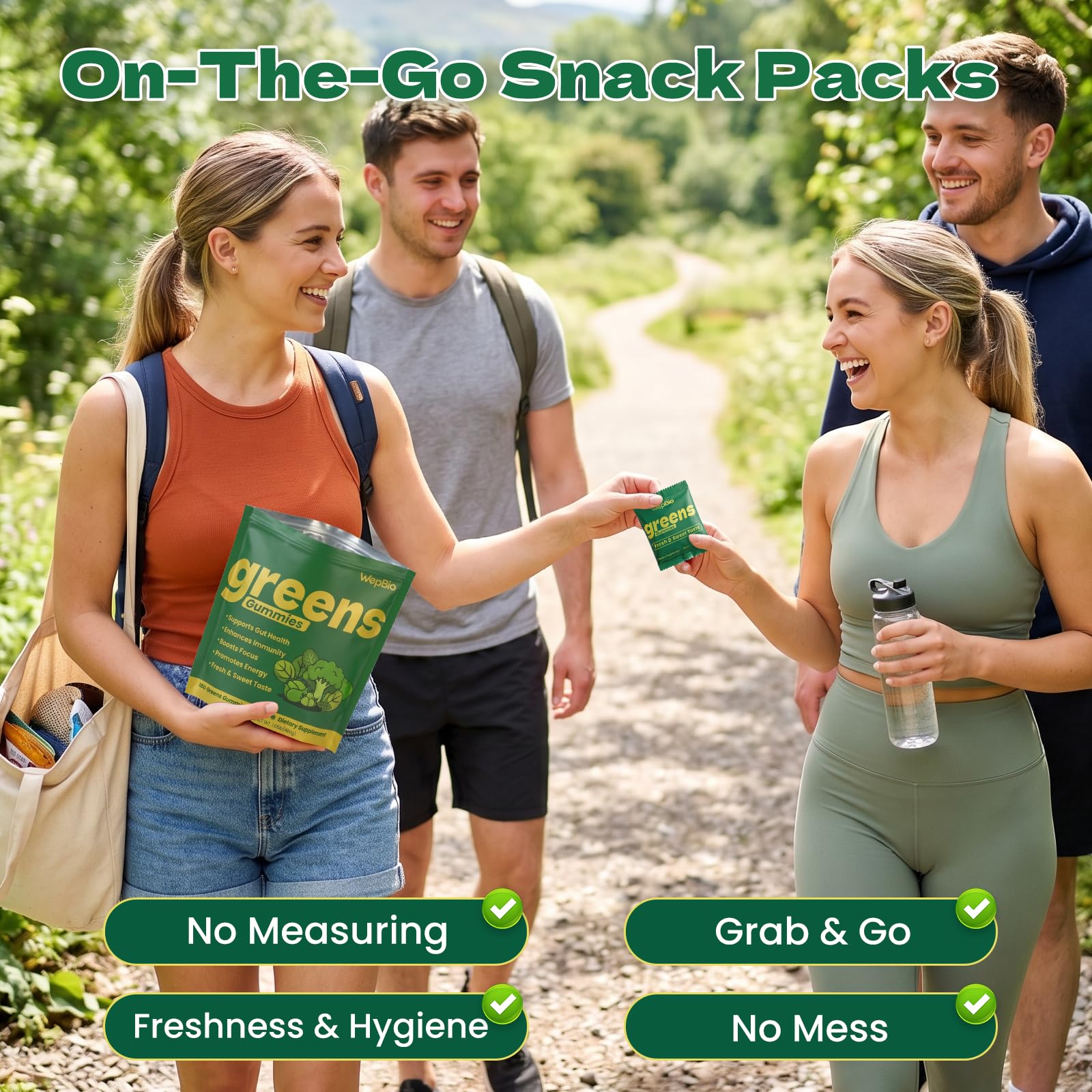 WepBio estilo de vida en oficina con gomitas como apoyo nutritivo portátil