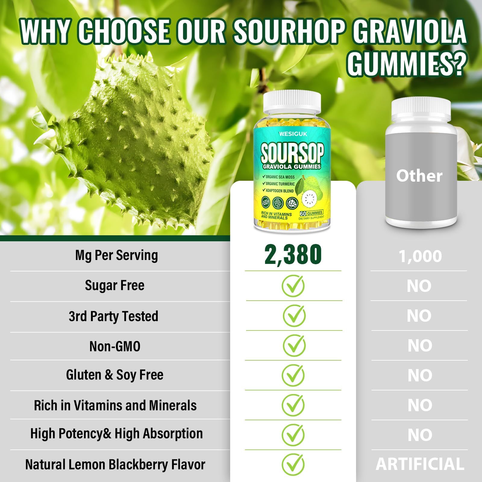 Wesiguk etiqueta con lista de ingredientes y datos nutricionales