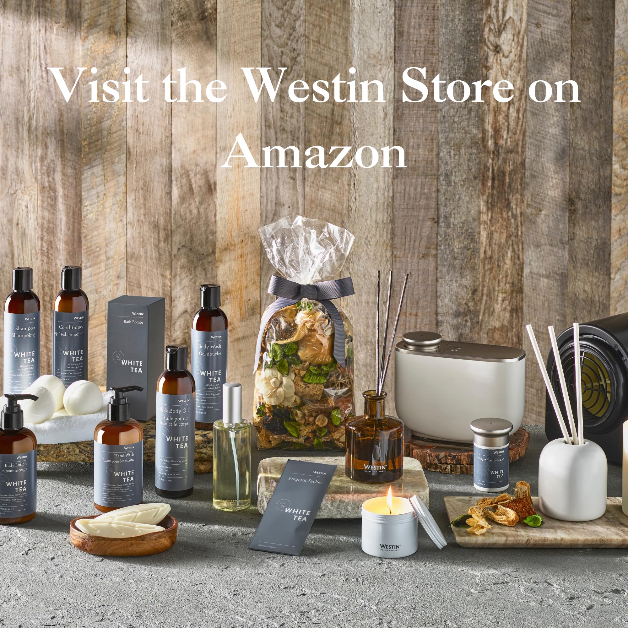 Westin etiqueta con notas té blanco, cedro y vainilla claras