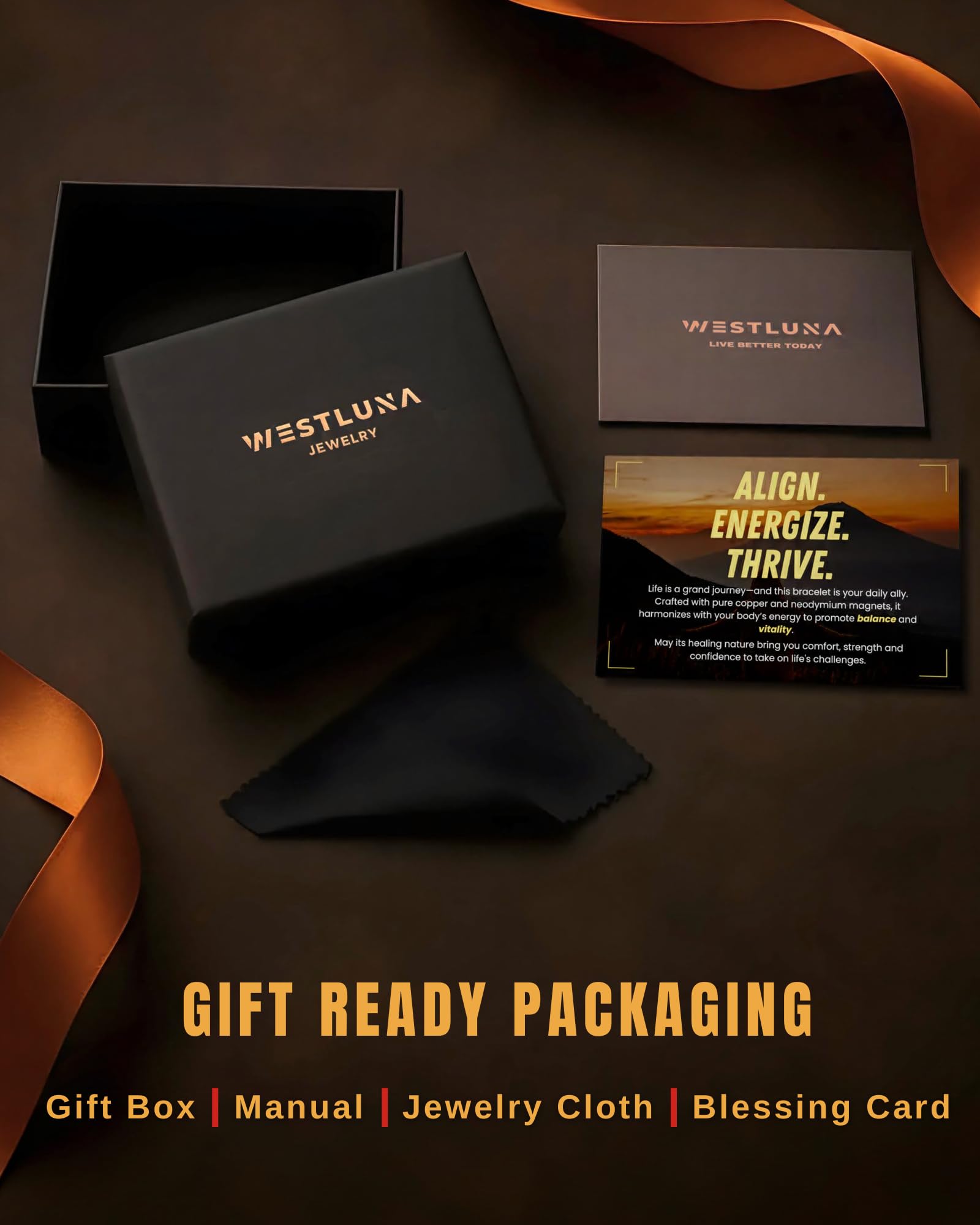 WestLuna tarjeta de bendición en blanco junto al brazalete lista para regalo