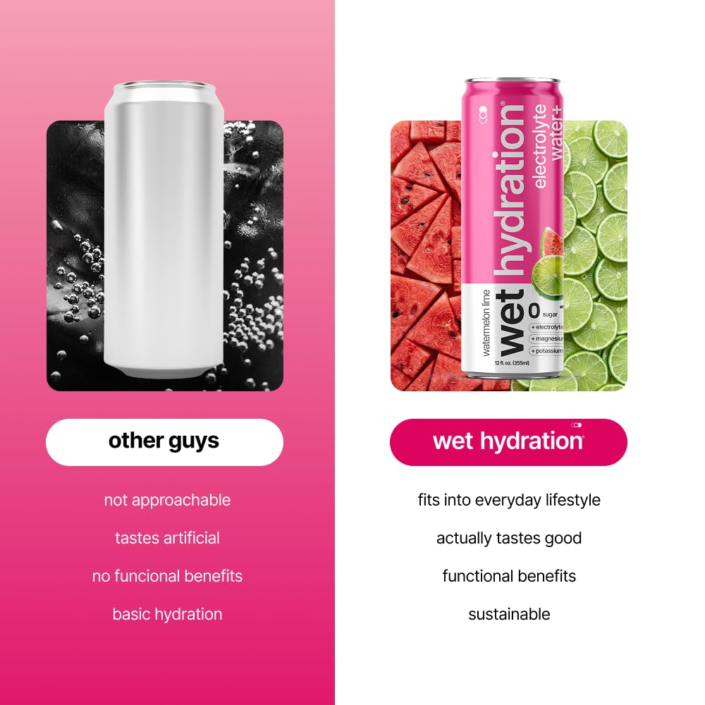 WET HYDRATION lata en mano durante ejercicio, hidratación sin azúcar rápidamente
