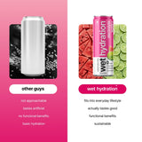 WET HYDRATION lata en mano durante ejercicio, hidratación sin azúcar rápidamente