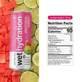 WET HYDRATION etiqueta y lista de ingredientes, destaca electrolitos y cero calorías