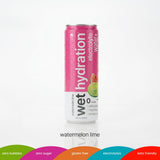 WET HYDRATION primer plano del líquido y textura, muestra sabor natural y claridad