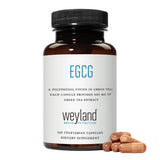 Weyland EGCG toma de cerca de cápsulas vegetales para facilidad de uso