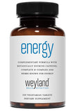 Weyland Brain Nutrition Energy frasco frontal mostrando diseño y cantidad
