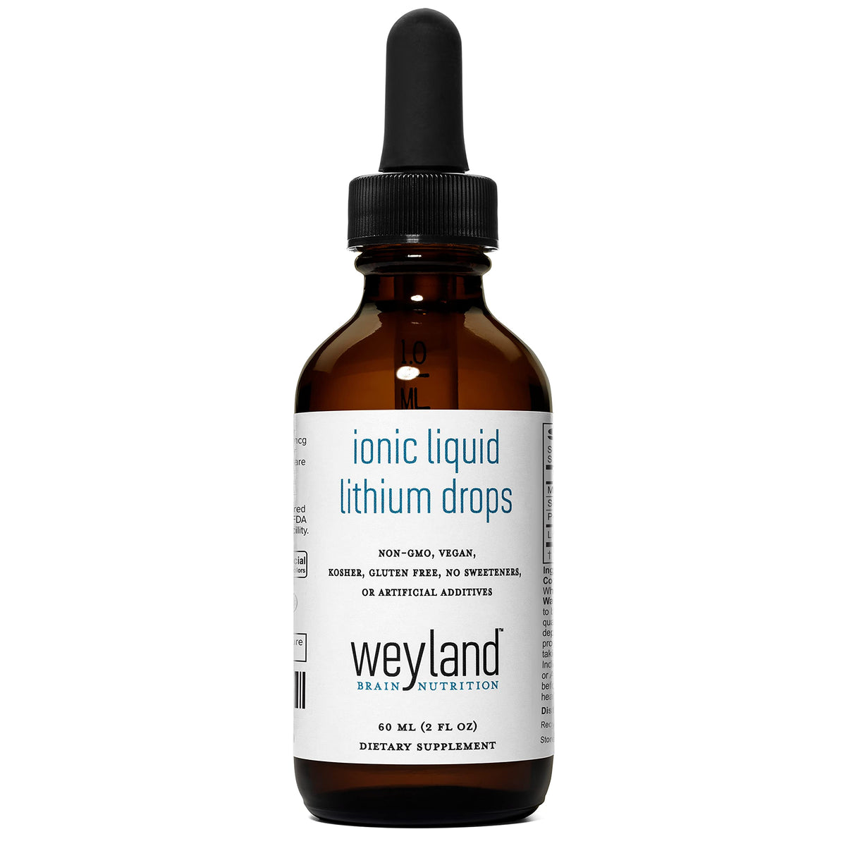Weyland Brain Nutrition botella frontal 60 mL mostrando etiqueta clara y beneficios