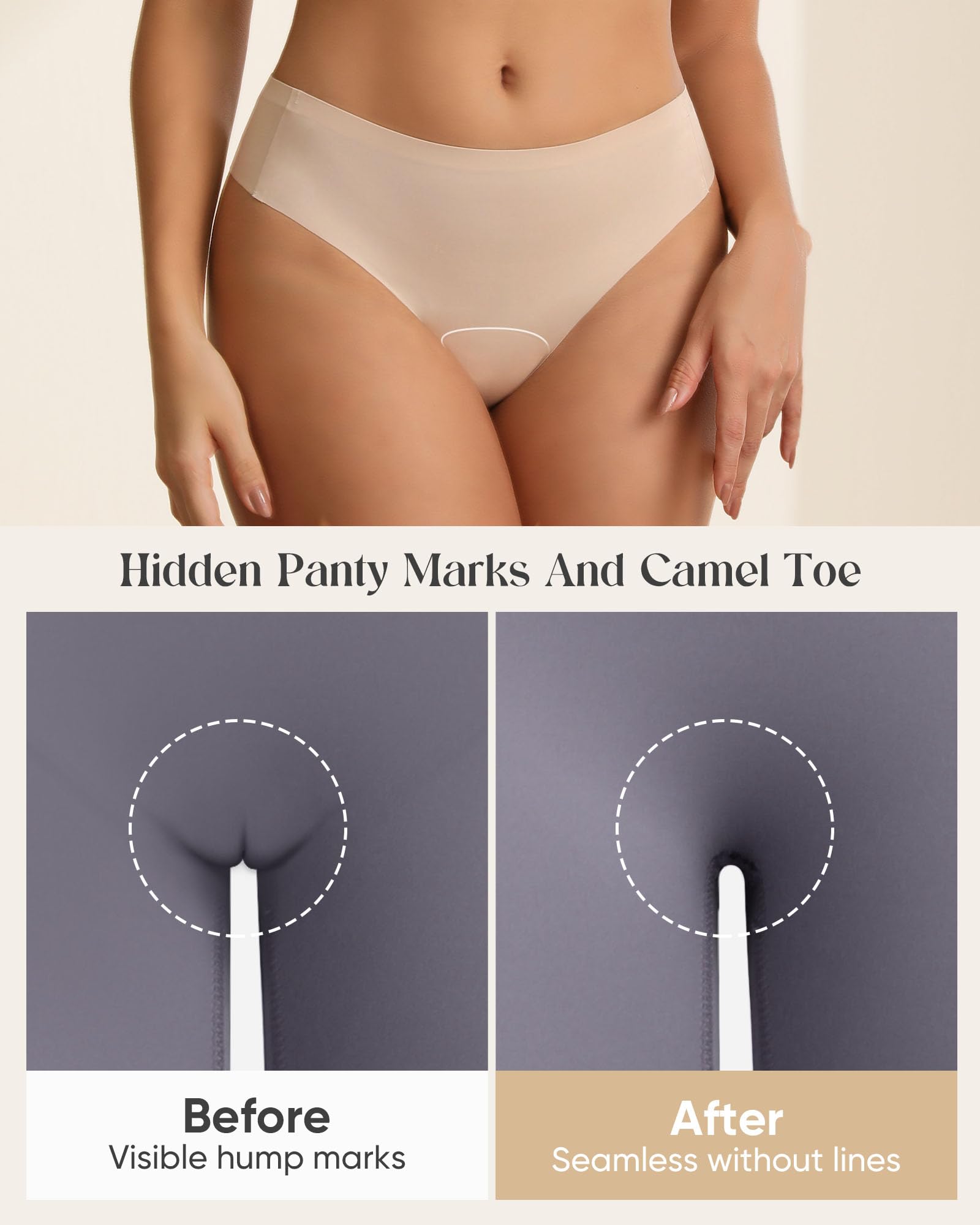 Wezest detalle del panel de látex cosido en entrepierna para ocultar cameltoe
