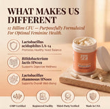 WforHer etiqueta con ingredientes y cepas probióticas claramente legibles