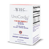 WHC UnoCardio X2 frontal del envase mostrando información de dosis y sabor