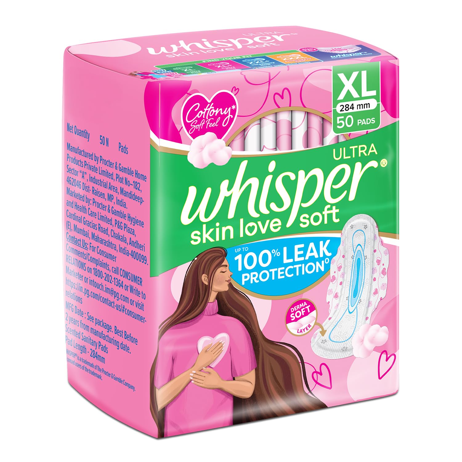 WHISPER alas stretch en primer plano que mantienen la toalla en su lugar