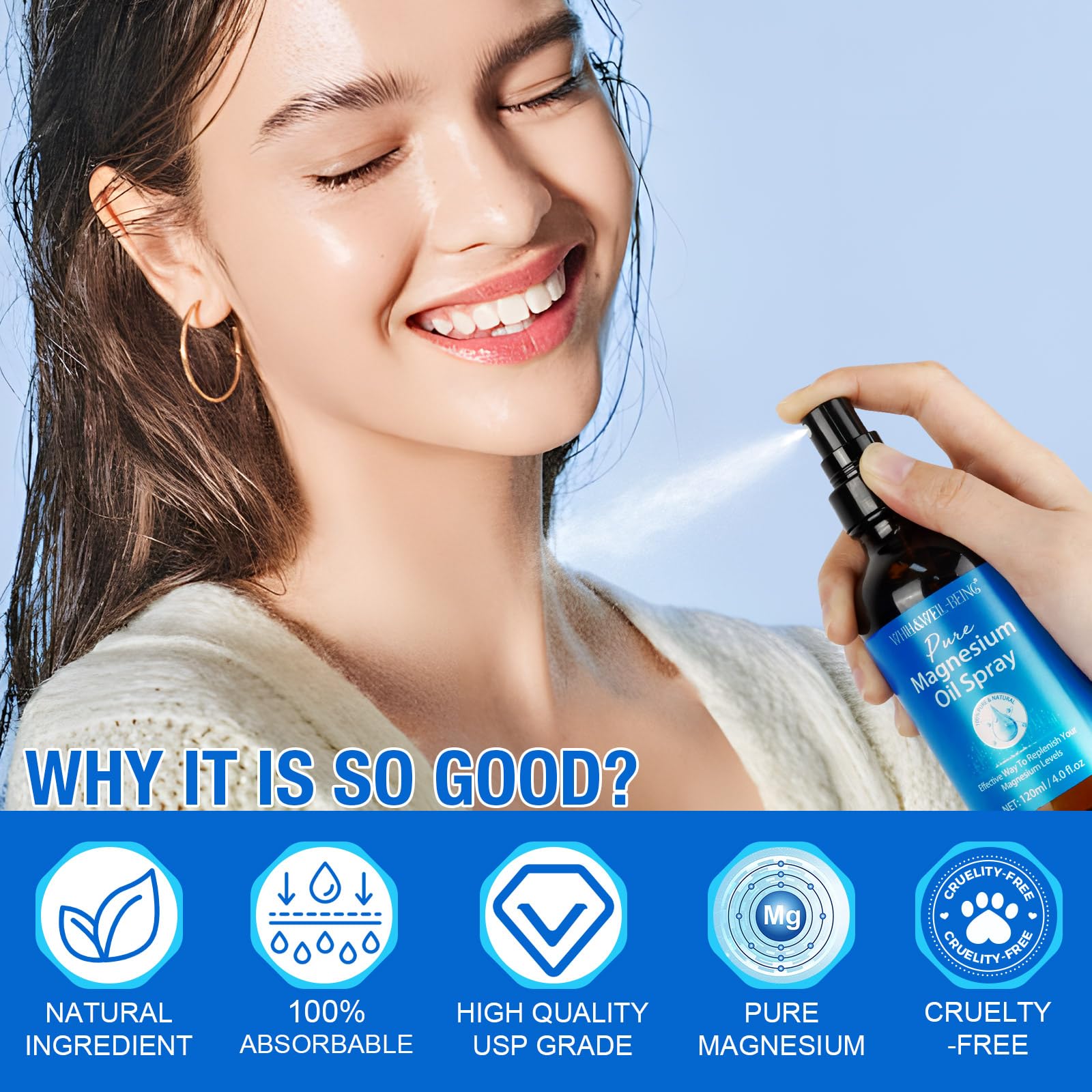 WHLH & WELL-BEING botella de cristal que preserva la pureza del magnesio