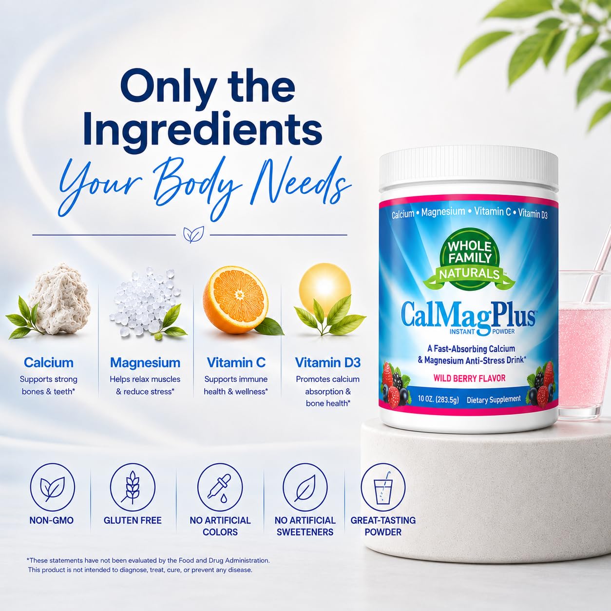 Whole Family Naturals polvo en primer plano destacando calidad y pureza
