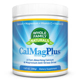 Whole Family Naturals envase frontal de CalMag Plus mostrando pureza y calidad