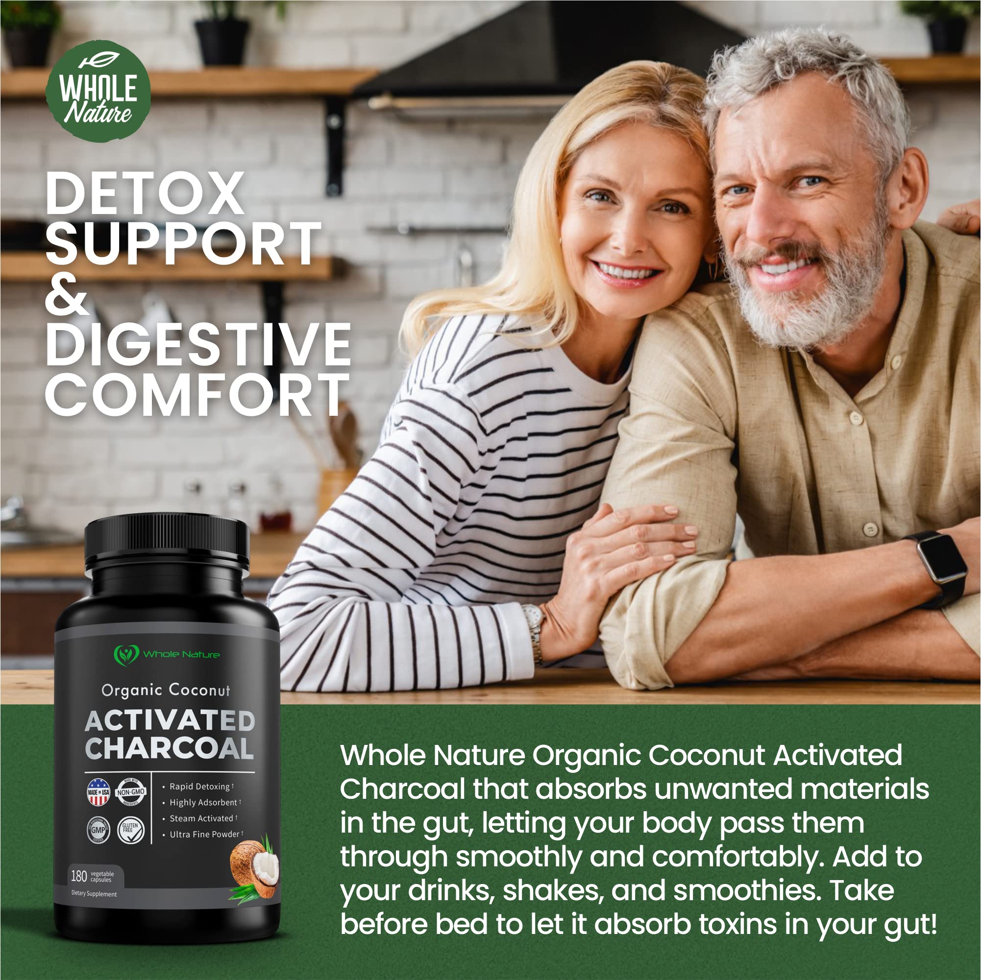 Whole Nature etiqueta con ingredientes y beneficios para confianza del usuario