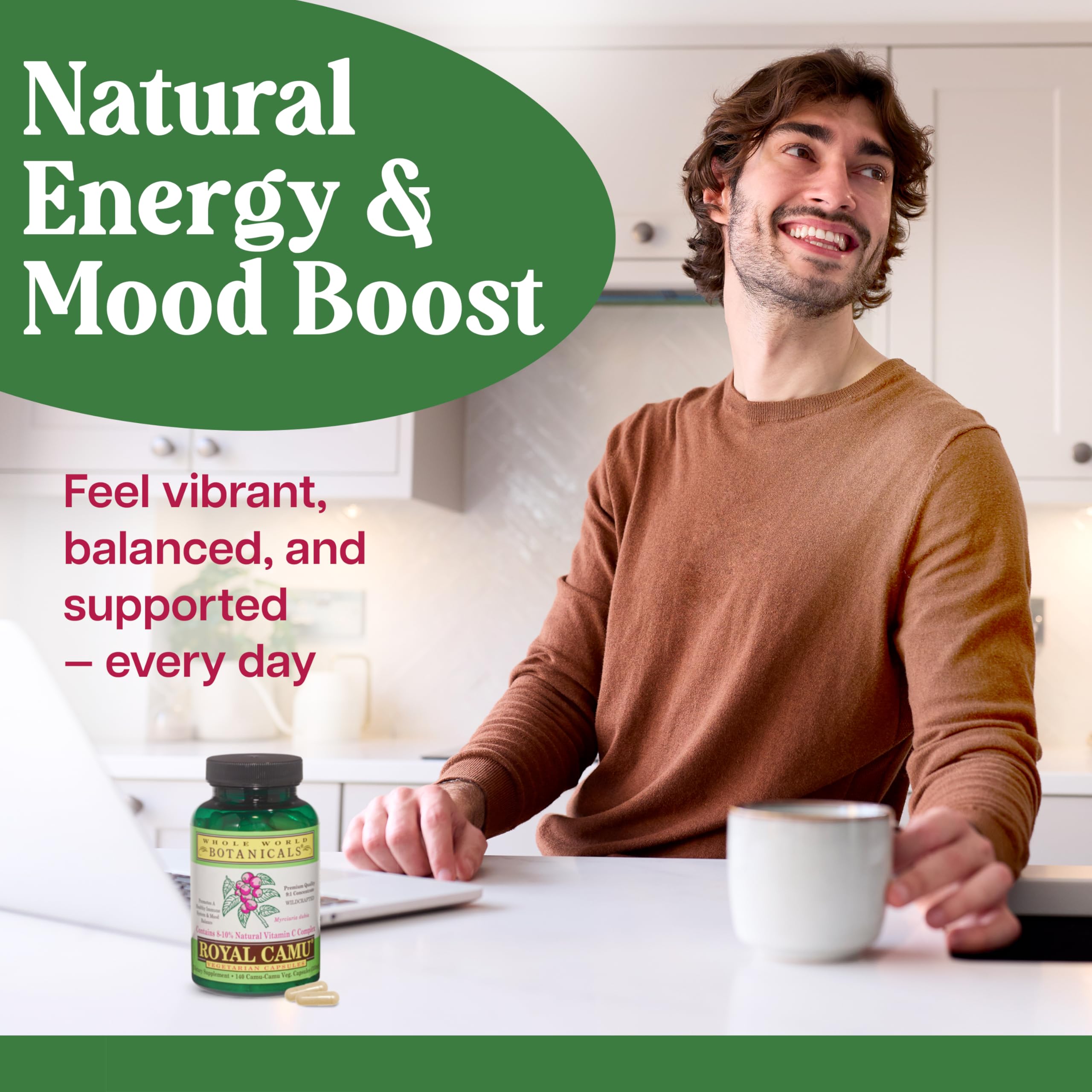 Whole World BOTANICALS etiqueta lateral con información de ingredientes visible